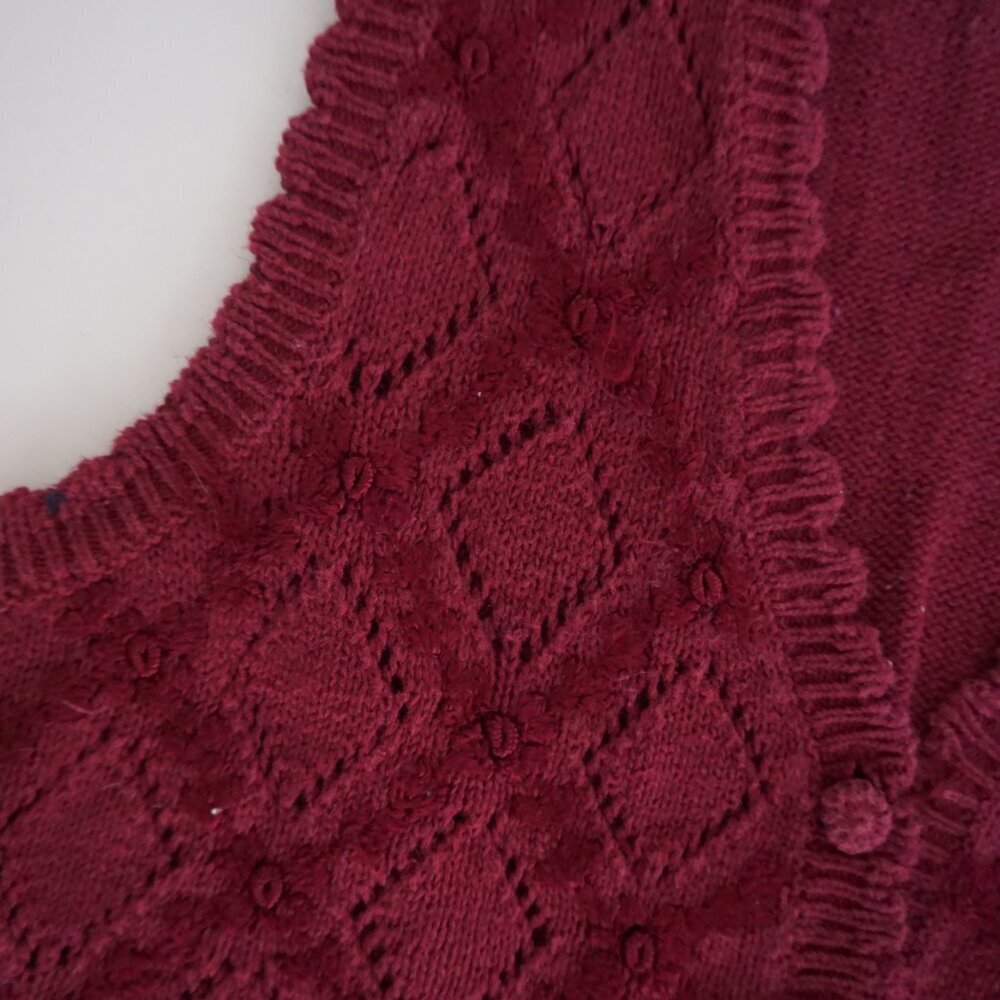 Vintage Attitudes by Renee Burgundy Knit Button Sweater Vest Cottagecore M - Picture 5 of 11